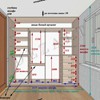 Чертеж каркасного шкафа-купе три двери